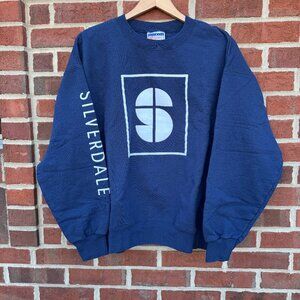 VTG 90s Hanes Ultimate Cotton Printpro Sweatshirt Adult Large Navy Silverdale
